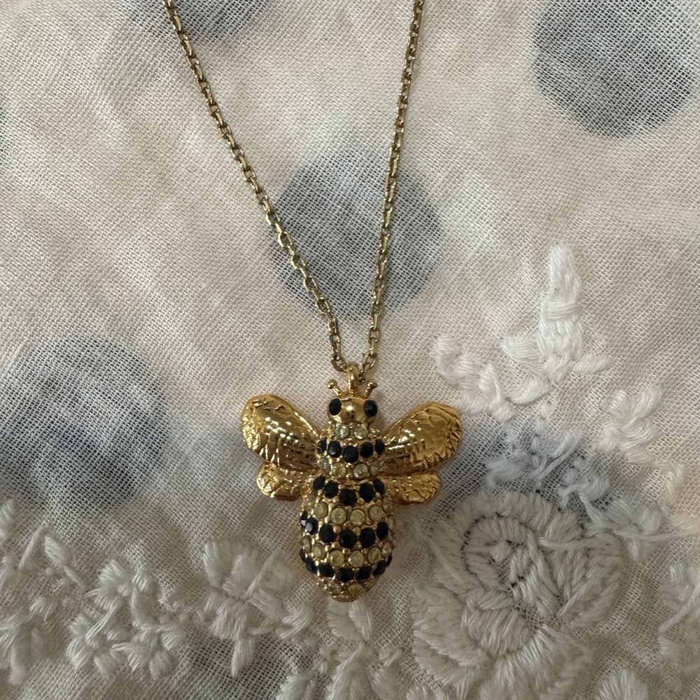 Gold and Black Bee Pendant Necklace Kate spade